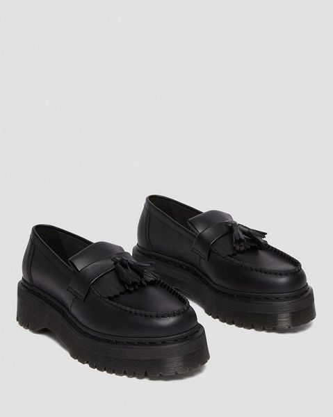 Dr Martens Vegan Adrian Felix Platform Tassel Women Loafers Black | USA-189762