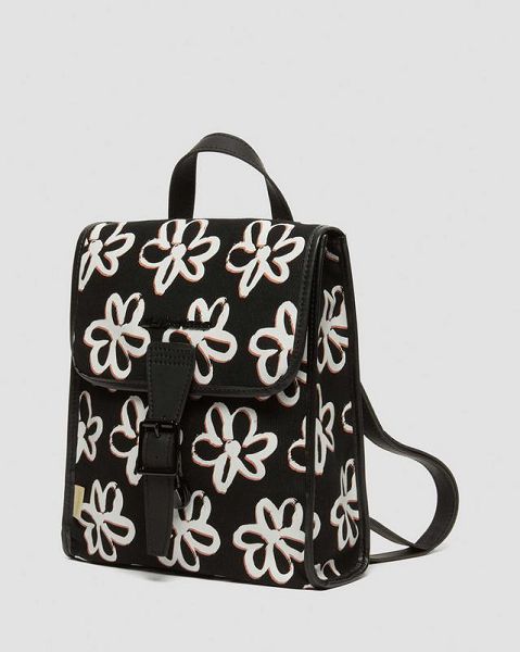 Dr Martens Vegan Floral Scribble Mini Accessories Backpack Black | USA-583497