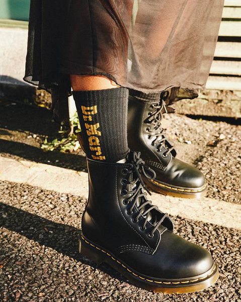 Dr Martens Vertical Logo Cotton Blend Accessories Socks Black | USA-708195