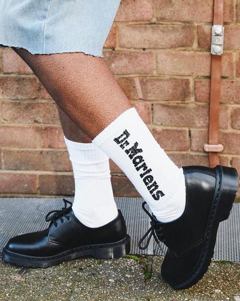 Dr Martens Vertical Logo Cotton Blend Accessories Socks White | USA-497538