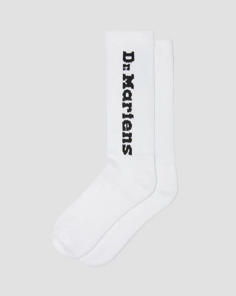 Dr Martens Vertical Logo Cotton Blend Accessories Socks White | USA-497538