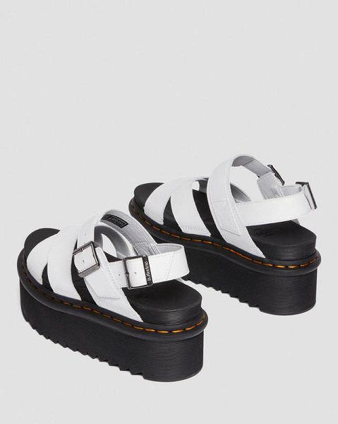 Dr Martens Voss II Athena Leather Strap Women Platform Sandals White | USA-953278