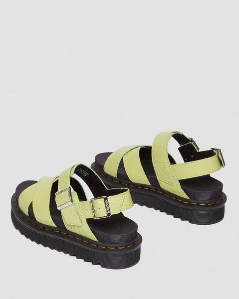 Dr Martens Voss II Distressed Patent Leather Women Sandals Light Green | USA-195806