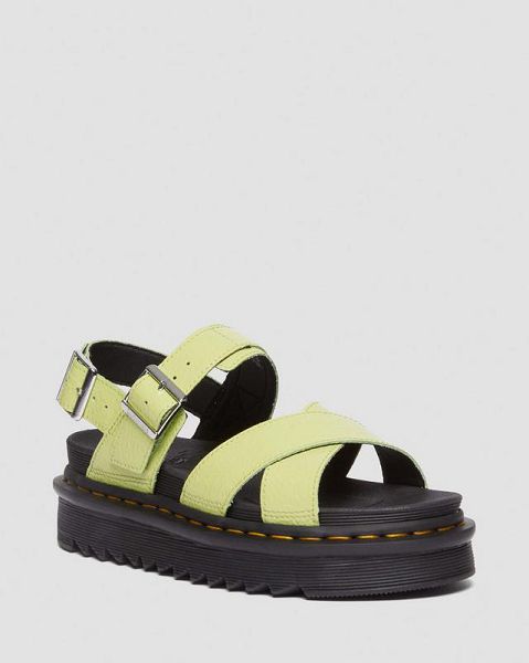 Dr Martens Voss II Distressed Patent Leather Women Sandals Light Green | USA-195806