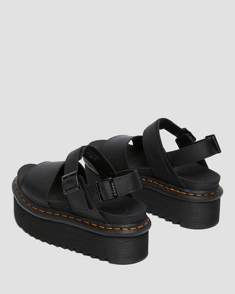 Dr Martens Voss Leather Strap Women Platform Sandals Black | USA-231794