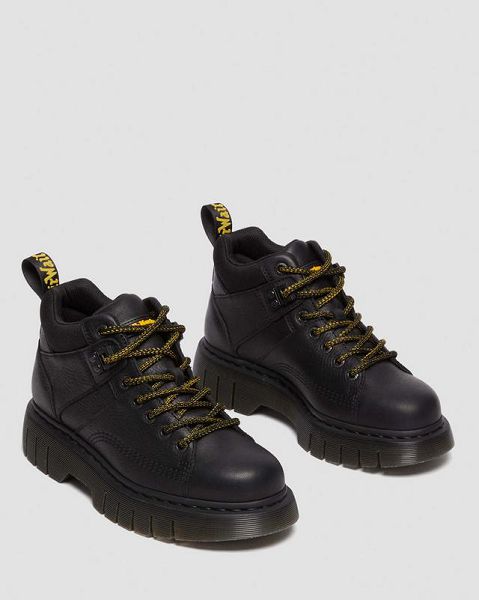 Dr Martens Woodard Grizzly Leather Low Men Casual Boots Black | USA-514287