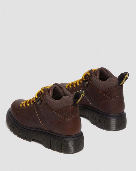 Dr Martens Woodard Grizzly Leather Low Men Casual Boots Dark Brown | USA-658731