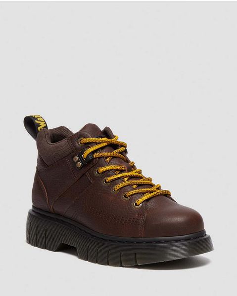 Dr Martens Woodard Grizzly Leather Low Men Casual Boots Dark Brown | USA-658731