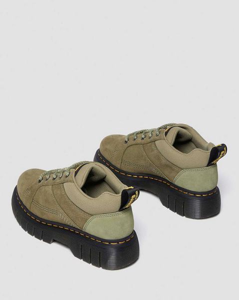 Dr Martens Woodard Tumbled Nubuck Leather Low Women Casual Boots Olive | USA-610897