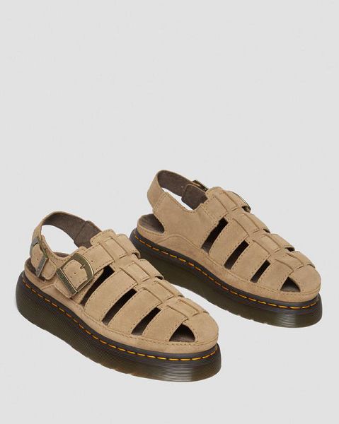 Dr Martens Wrenlie Bronx Suede Fisherman Men Sandals Brown | USA-630785