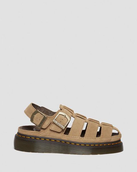 Dr Martens Wrenlie Bronx Suede Fisherman Men Sandals Brown | USA-630785