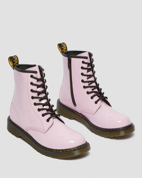 Dr Martens Youth 1460 Patent Leather Kids' Lace Up Boots Pink | USA-634952