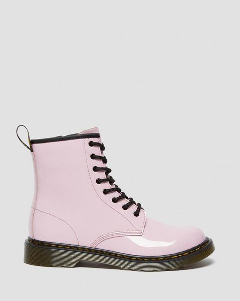 Dr Martens Youth 1460 Patent Leather Kids' Lace Up Boots Pink | USA-634952