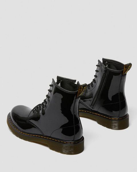 Dr Martens Youth 1460 Patent Leather Kids' Lace Up Boots Black | USA-418253