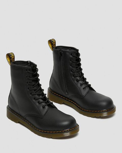 Dr Martens Youth 1460 Softy T Leather Kids' Lace Up Boots Black | USA-592347