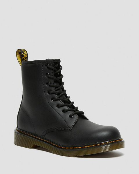 Dr Martens Youth 1460 Softy T Leather Kids\' Lace Up Boots Black | USA-592347