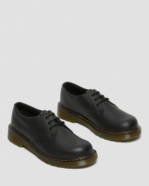 Dr Martens Youth 1461 Softy T Kids' Leather Shoes Black | USA-534712