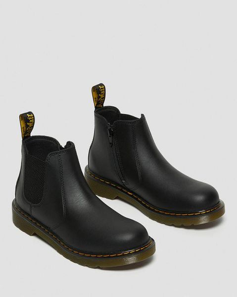 Dr Martens Youth 2976 Softy T Leather Kids' Chelsea Boots Black | USA-497526