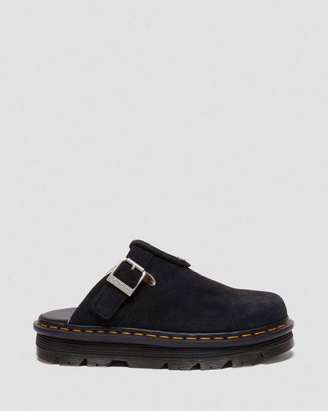 Dr Martens Zebzag Suede Slingback Platform Men Mules Black | USA-961452