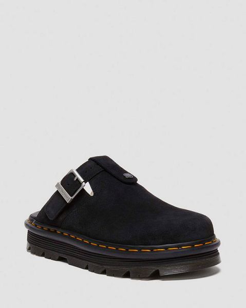 Dr Martens Zebzag Suede Slingback Platform Men Mules Black | USA-961452