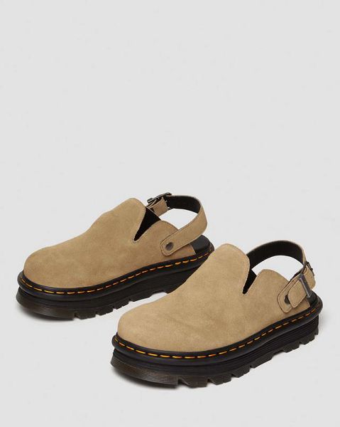 Dr Martens Zebzag Suede Slingback Platform Men Mules Brown | USA-71856