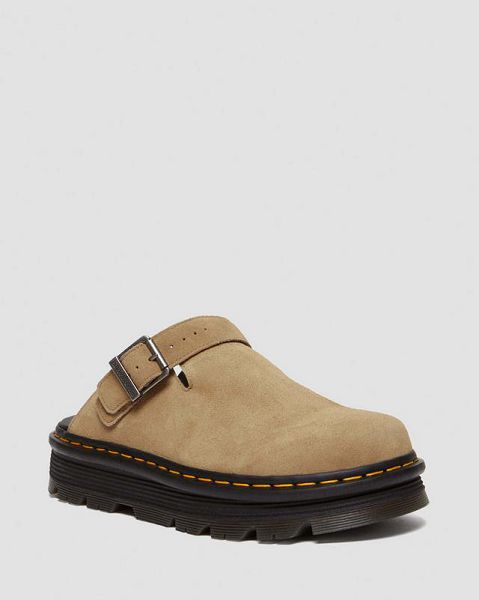 Dr Martens Zebzag Suede Slingback Platform Men Mules Brown | USA-71856