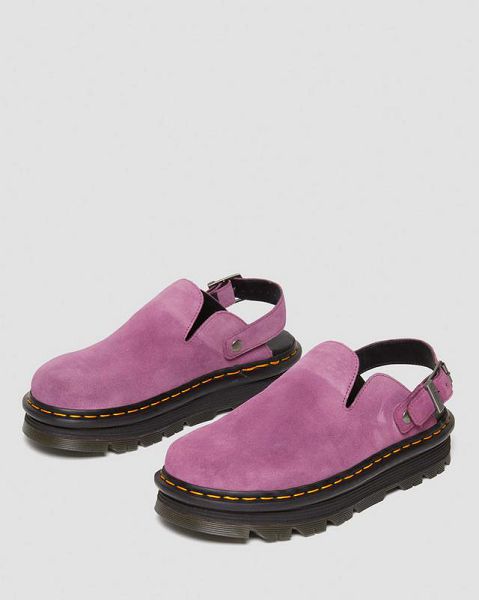 Dr Martens Zebzag Suede Slingback Platform Women Mules Purple | USA-35296