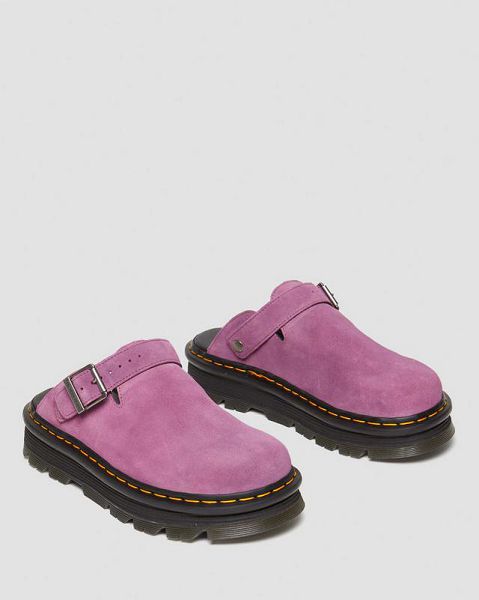 Dr Martens Zebzag Suede Slingback Platform Women Mules Purple | USA-35296