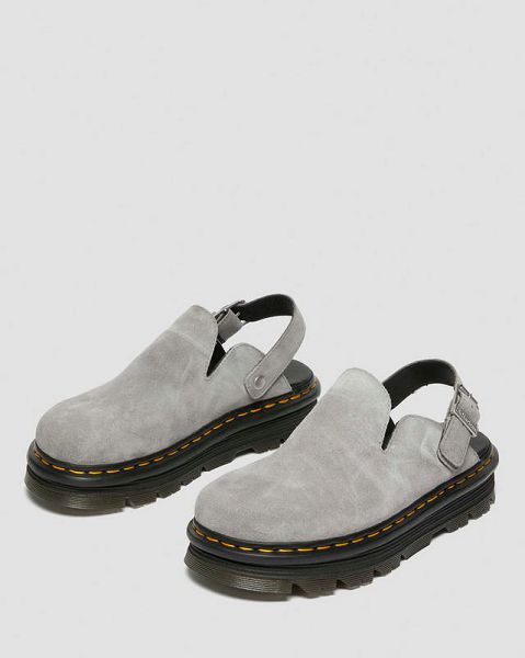 Dr Martens Zebzag Suede Slingback Platform Women Mules Grey | USA-43265