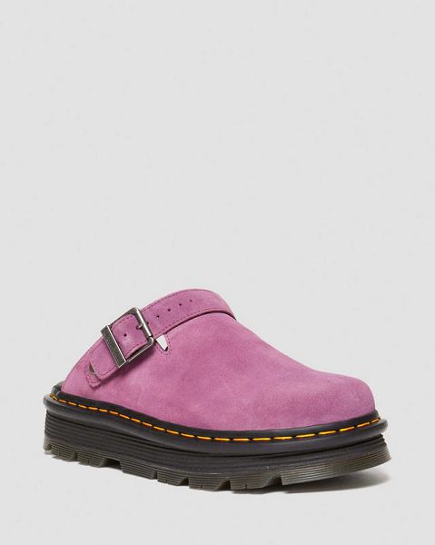 Dr Martens Zebzag Suede Slingback Platform Men Mules Purple | USA-710584