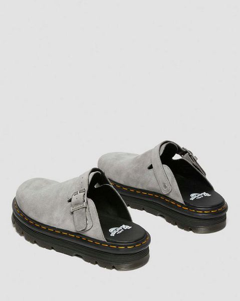 Dr Martens Zebzag Suede Slingback Platform Men Mules Grey | USA-839027