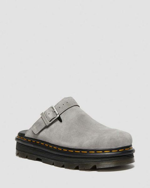 Dr Martens Zebzag Suede Slingback Platform Men Mules Grey | USA-839027