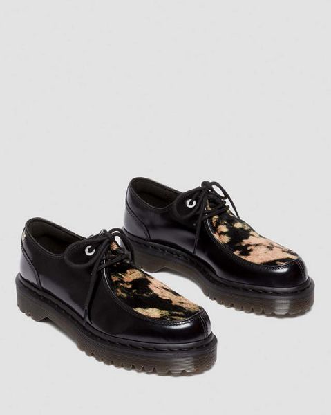 Dr Martens Zeffir 3i Bex Buttero Hair On Men Leather Shoes Black / Beige | USA-251367