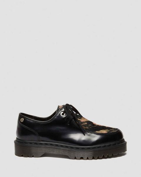 Dr Martens Zeffir 3i Bex Buttero Hair On Men Leather Shoes Black / Beige | USA-251367