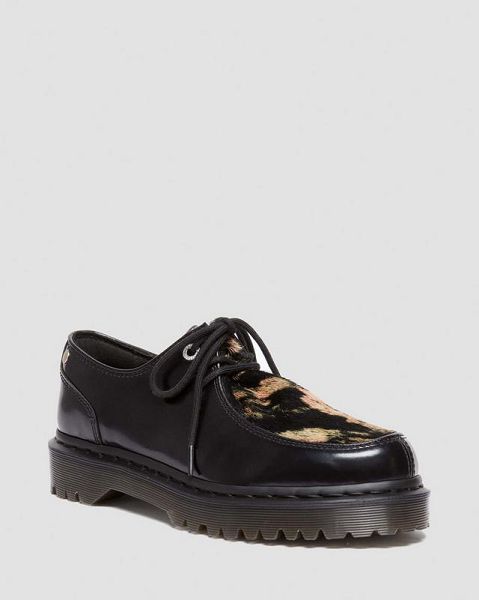 Dr Martens Zeffir 3i Bex Buttero Hair On Men Leather Shoes Black / Beige | USA-251367